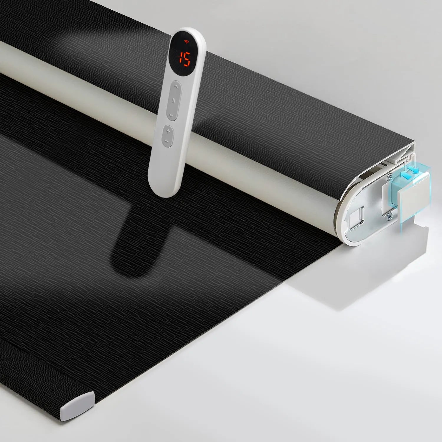 Bringnox No Drill Motorized Roller Shades 100% Blackout Treebark