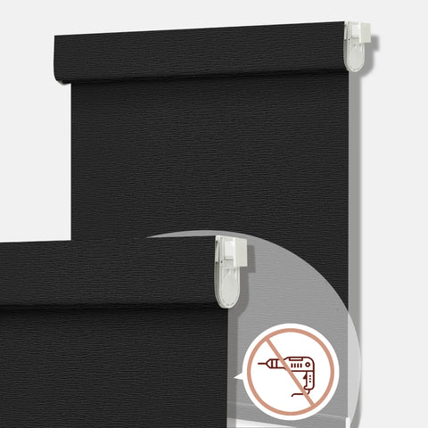 Bringnox No Drill Motorized Roller Shades 100% Blackout Treebark