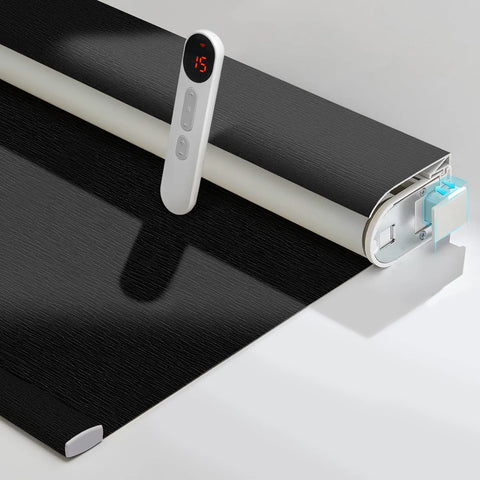 Bringnox No Drill Motorized Roller Shades 100% Blackout Treebark