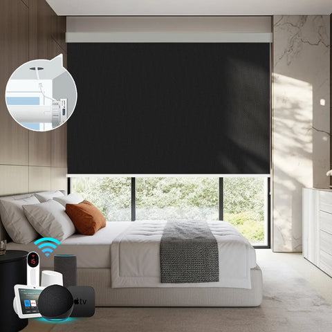 Bringnox Hardwired Motorized Roller Shades 100% Blackout Vinyl