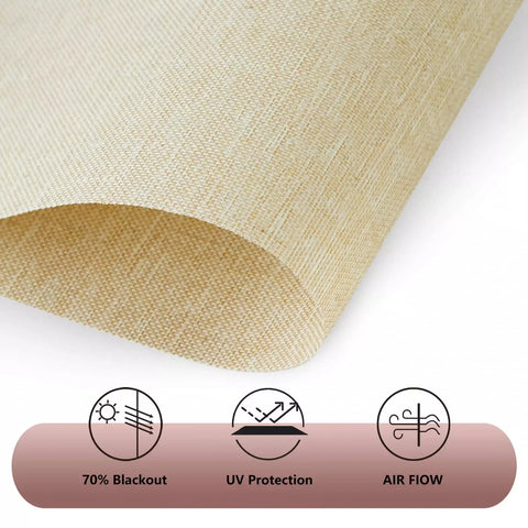 No Drill Light Filtering Motorized Roller Shades linen