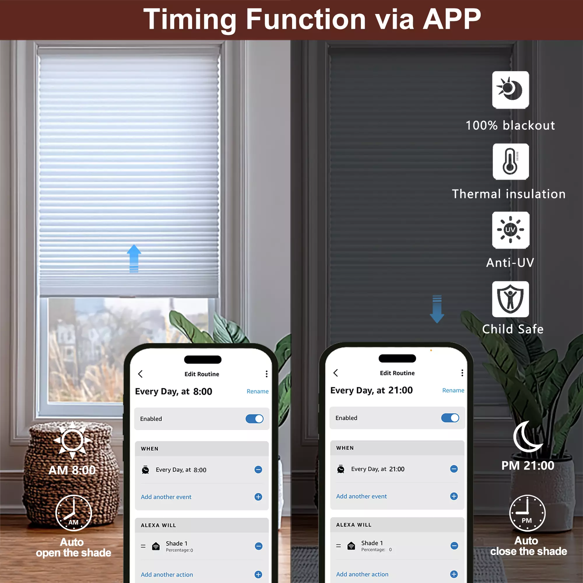 Bringnox Blackout Motorized Cellular Shades