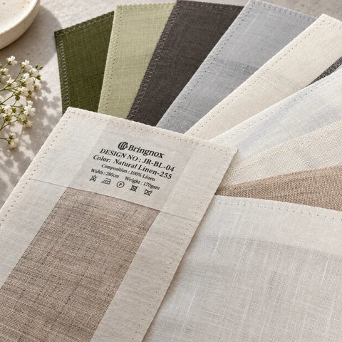 Bringnox Motorized Blinds Linen Roman Shades Fabric Swatch