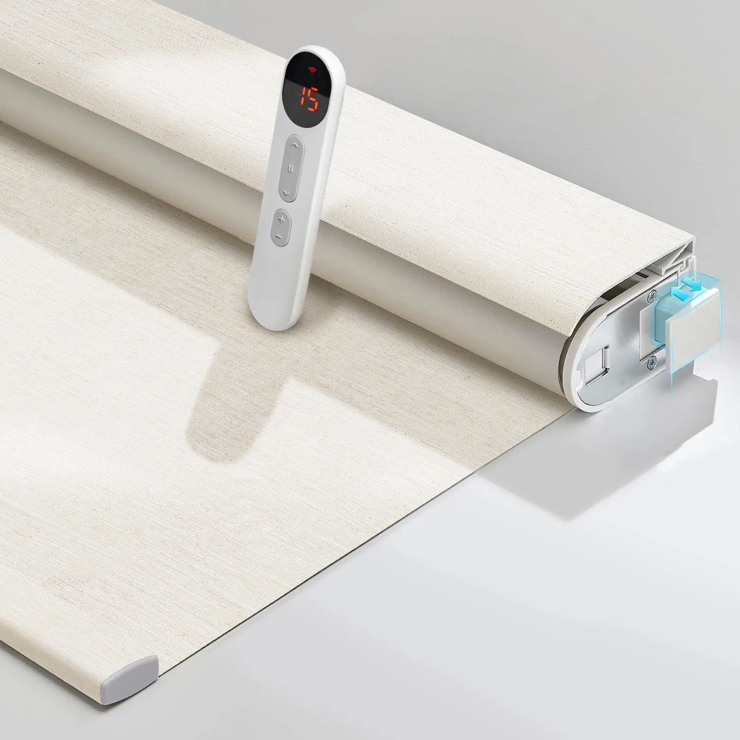 Bringnox No Drill Motorized Roller Shades 100% Blackout Safari