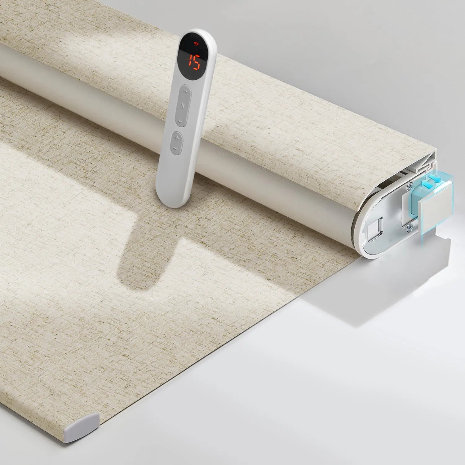 Bringnox No Drill Motorized Roller Shades 100% Blackout Linen