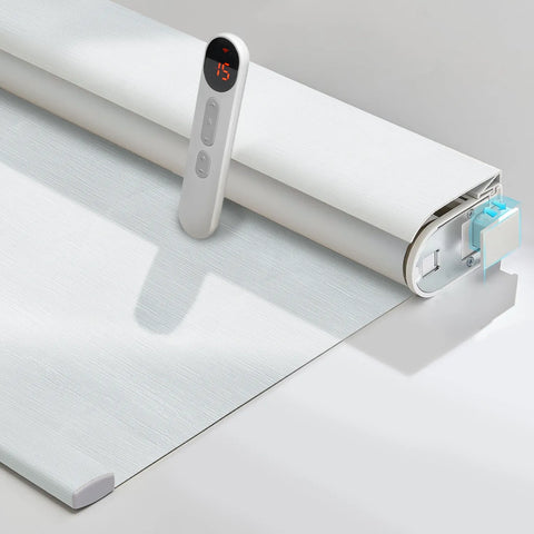 Bringnox No Drill Motorized Roller Shades 100% Blackout Cream