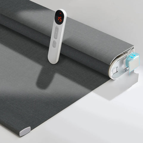 Bringnox No Drill Motorized Roller Shades 100% Blackout Bouvardia