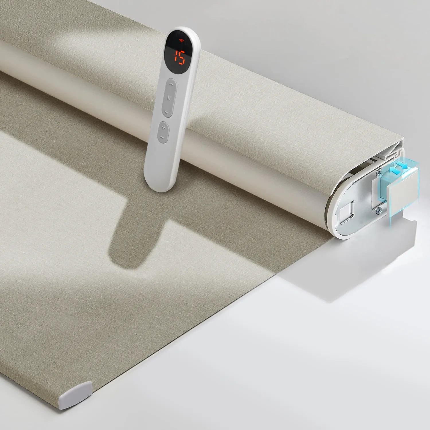 Bringnox No Drill Motorized Roller Shades 100% Blackout Bermuda