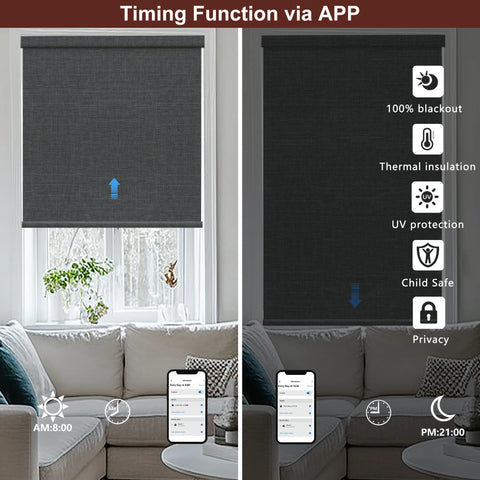 Bringnox No Drill Motorized Roller Shades 100% Blackout Bouvardia