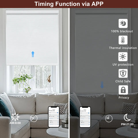 Bringnox No Drill Motorized Roller Shades 100% Blackout Cream