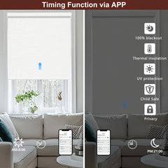 Bringnox No Drill Motorized Roller Shades 100% Blackout Safari