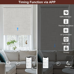 Bringnox No Drill Motorized Roller Shades 100% Blackout Vigor
