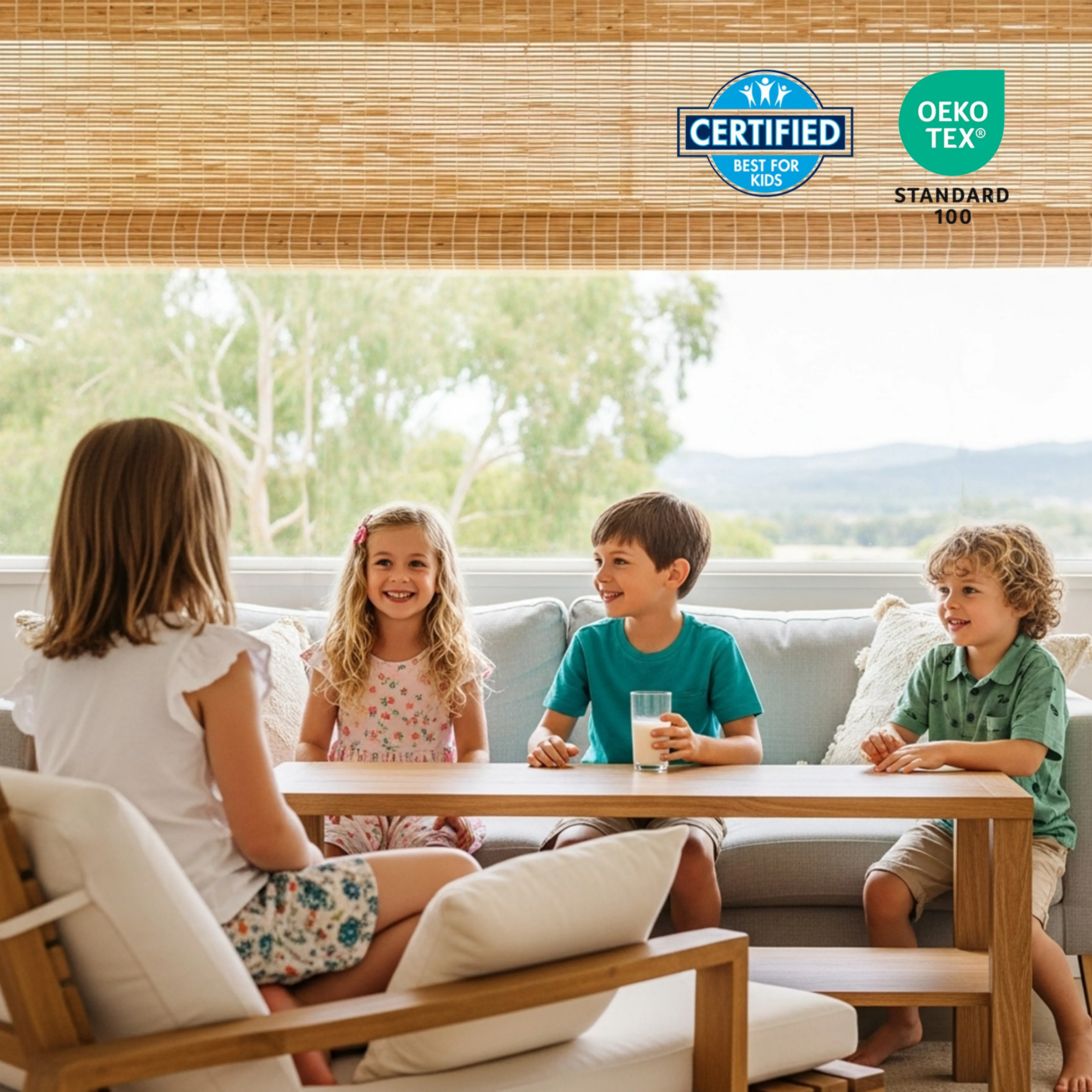 Bringnox woven wood shades for kids room