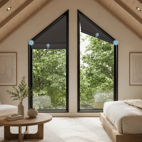 Bringnox Blackout Motorized Trapezoid Cellular Shades