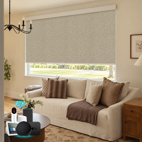 Bringnox Motorized Roller Shades 100% Blackout Heather