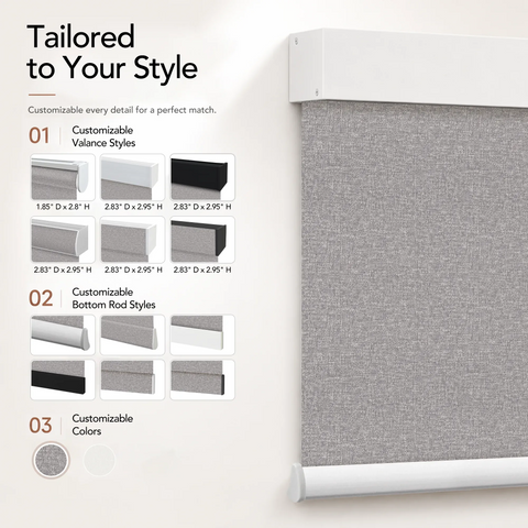 Bringnox Motorized Roller Shades 100% Blackout Frost