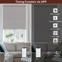 Bringnox No Drill Motorized Roller Shades 100% Blackout Frost