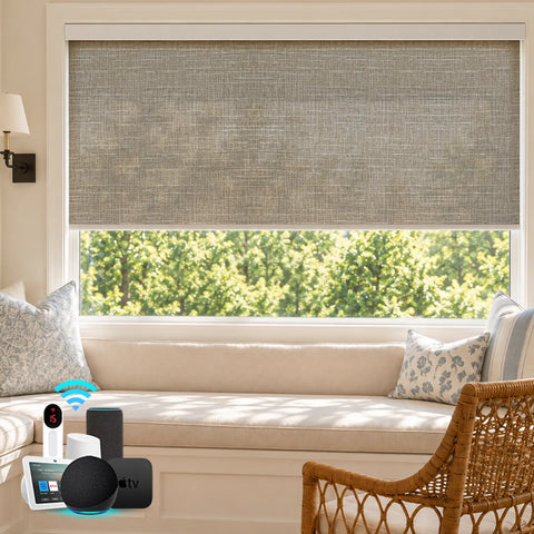 Bringnox Motorized Light Filtering Roller Shades 70% Blackout Heather