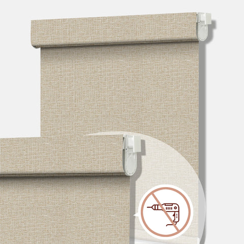 Bringnox No Drill Motorized Roller Shades 100% Blackout Heather