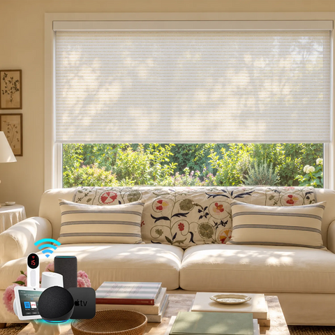 Bringnox Motorized Light Filtering Roller Shades 70% Blackout Linear