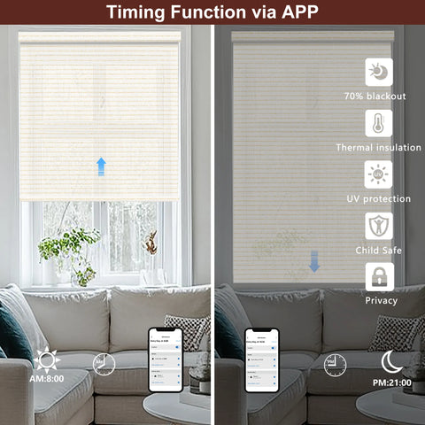Bringnox No Drill Motorized Roller Shades 70% Blackout Linear