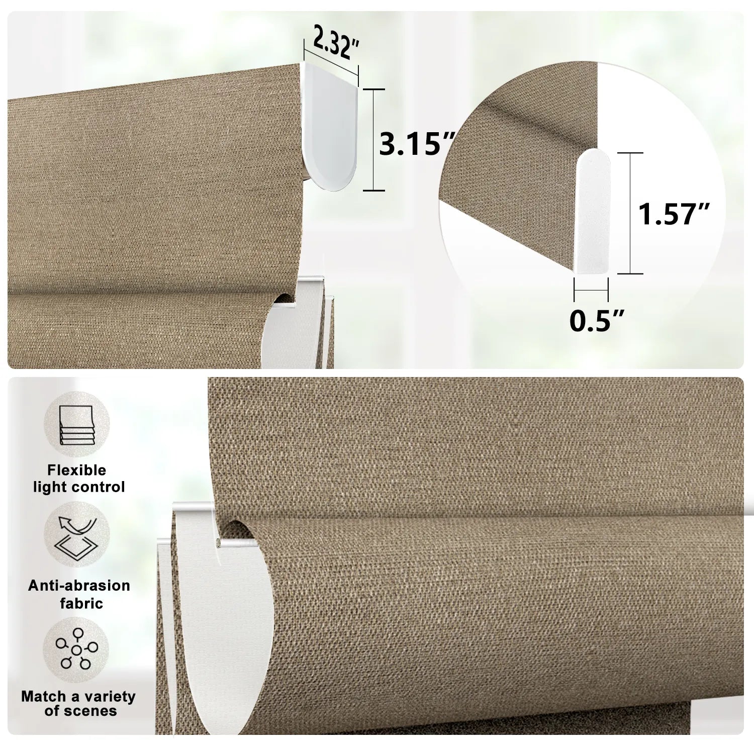 Bringnox Light Filtering Motorized Roman Shades Woven