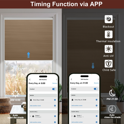 Bringnox No Drill Motorized Cellular Shades Blackout