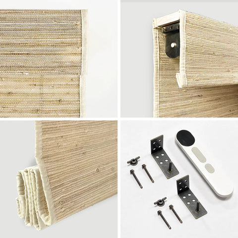 Bringnox Motorized Woven Wood Shades 50%/70%/100% Blackout Bamboo