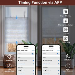 Bringnox Motorized Light Filtering Top Down Bottom Up Cellular Shades