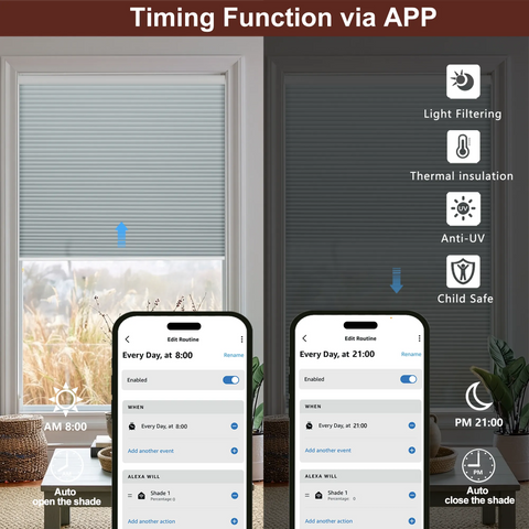 Bringnox No Drill Motorized Cellular Light Filtering Shades