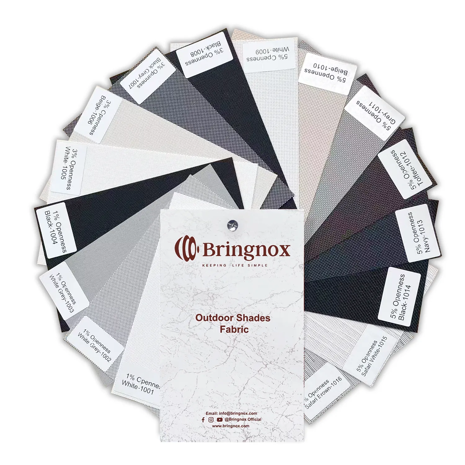 Bringnox Motorized Blinds Outdoor & Solar Shades Fabric Swatch