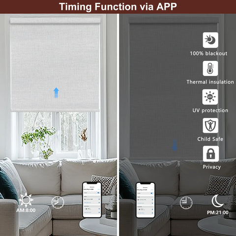 Bringnox No Drill Motorized Roller Shades 100% Blackout Westray
