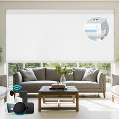 Bringnox Hardwired Motorized Roller Shades 100% Blackout Treebark